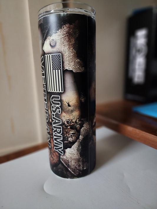 20 oz glow tumbler Army Veteran